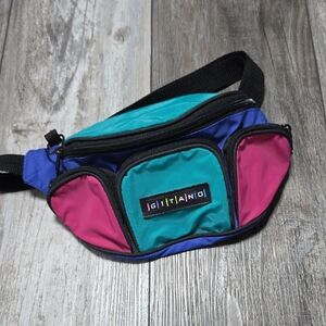 Gitano | Vintage 90's Color-block Belt Bag / Fanny Pack 4 Compartment + Key Ring